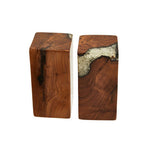 Set of 2 Teak and Resin Bookends