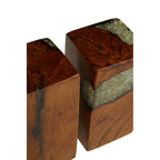Set of 2 Teak and Resin Bookends