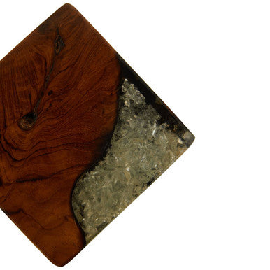 Set of 2 Teak and Resin Bookends