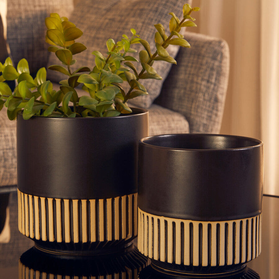 Hand-Carved Large Ceramic Planter