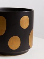 Matte Black Gold Spot Large Ceramic Planter