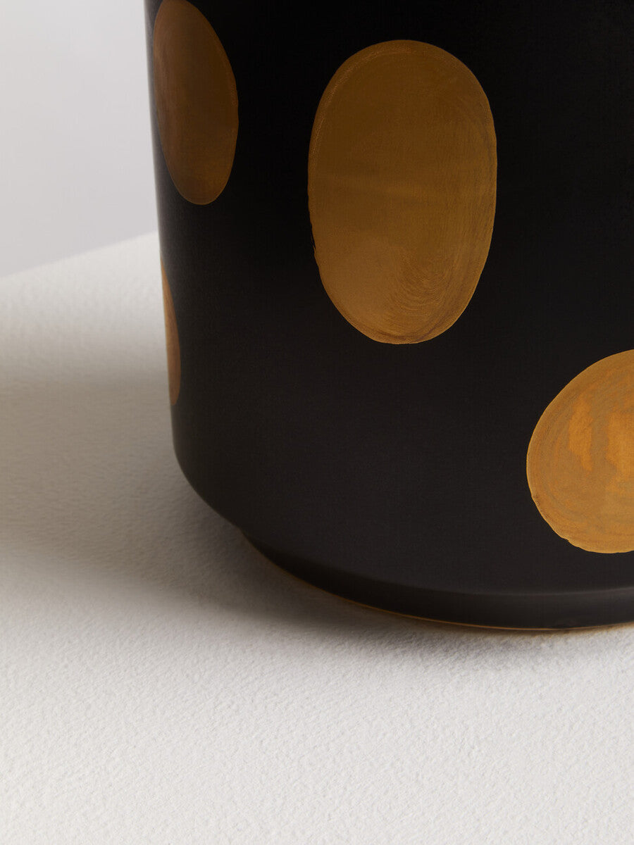 Matte Black Gold Spot Large Ceramic Planter