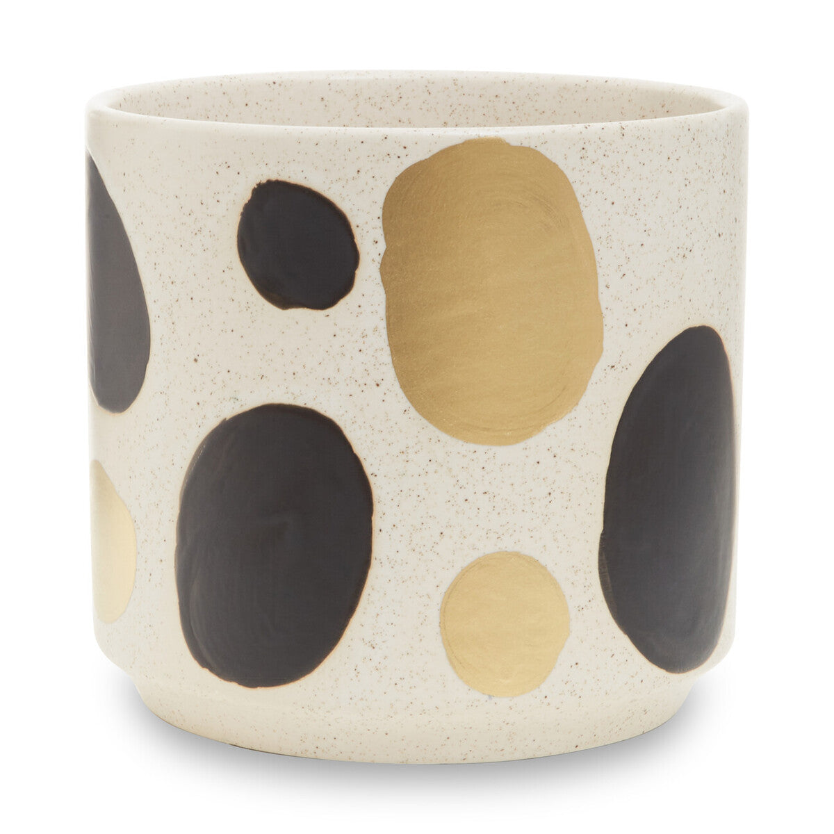 White Black and Gold Spot Small Ceramic Planter