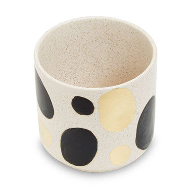 White Black and Gold Spot Small Ceramic Planter