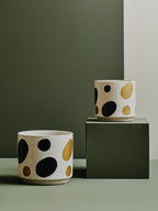 White Black and Gold Spot Small Ceramic Planter