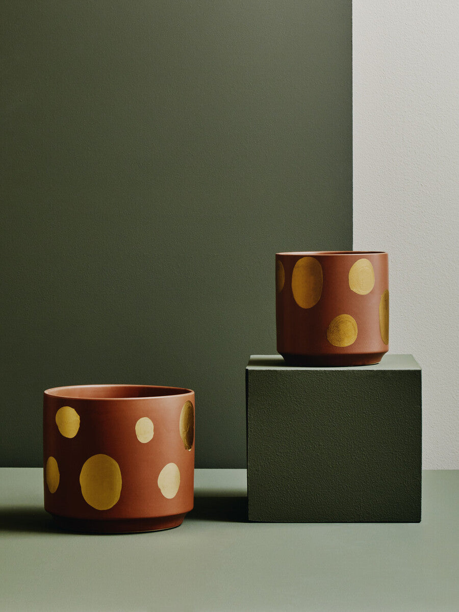 Small Terracotta Gold Spotted Planter