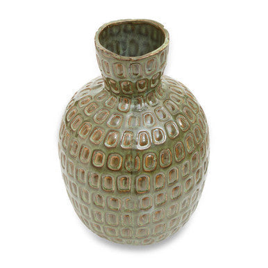 Large Green Textured Ceramic Vase