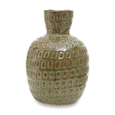 Large Green Textured Ceramic Vase
