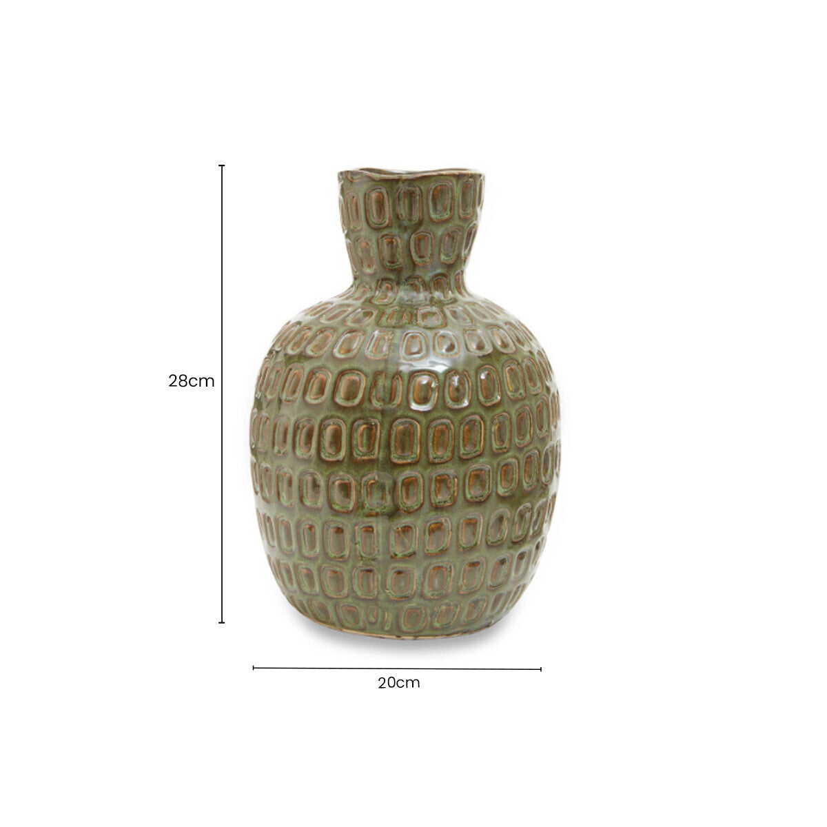 Large Green Textured Ceramic Vase