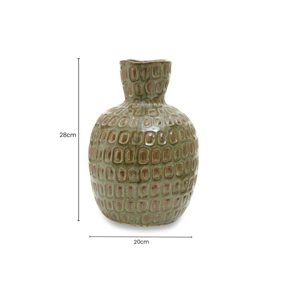 Large Green Textured Ceramic Vase