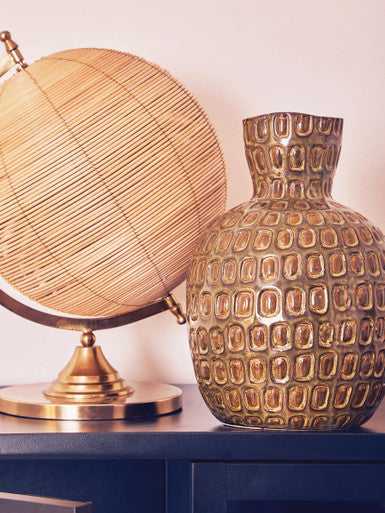 Large Green Textured Ceramic Vase