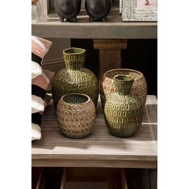 Large Green Textured Ceramic Vase