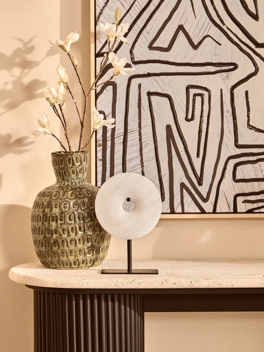 Large Green Textured Ceramic Vase