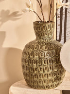 Large Green Textured Ceramic Vase