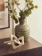 Large Green Textured Ceramic Vase