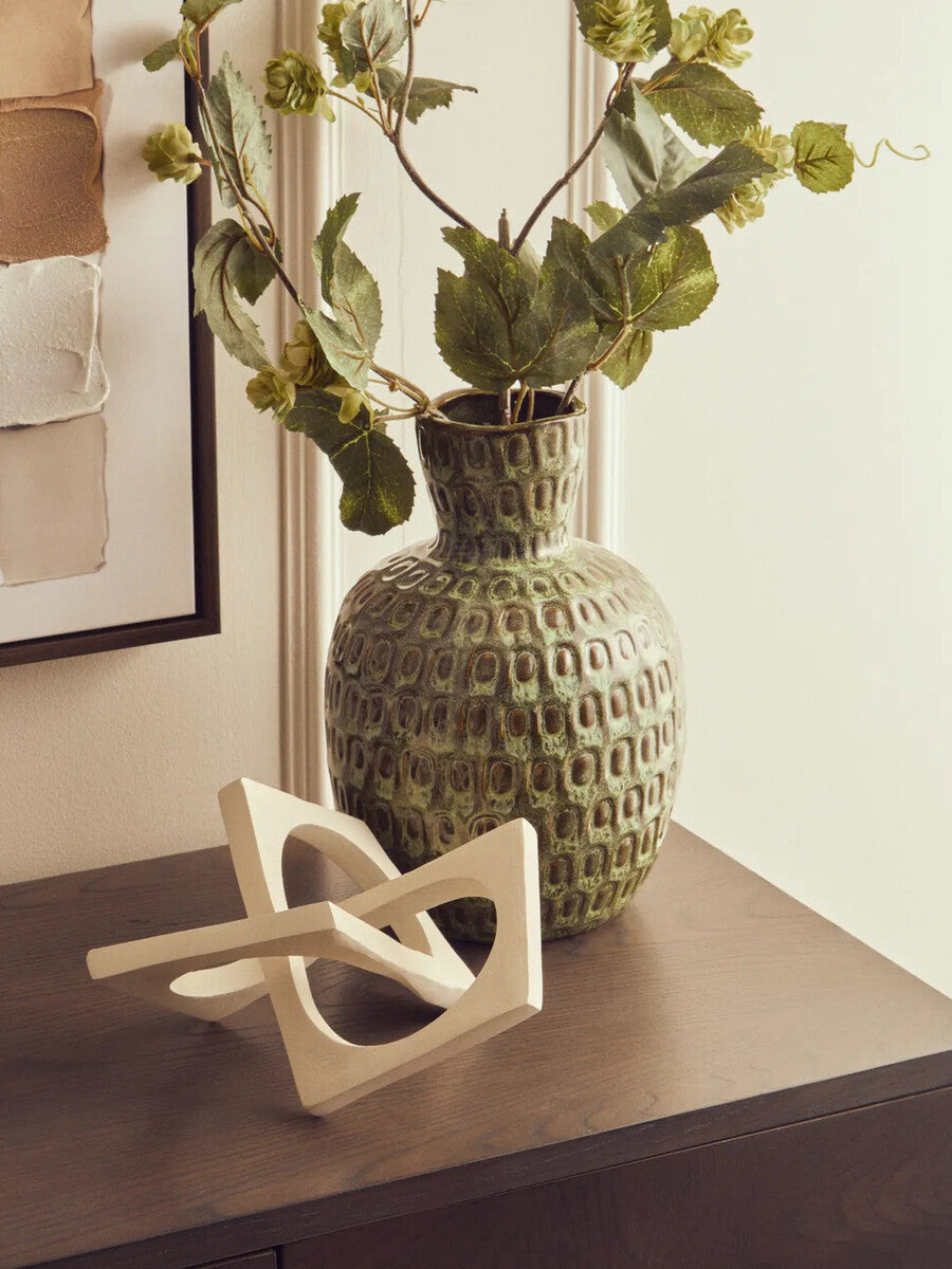 Large Green Textured Ceramic Vase
