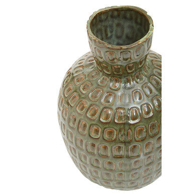 Large Green Textured Ceramic Vase