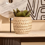 Large Cream Textured Ceramic Planter