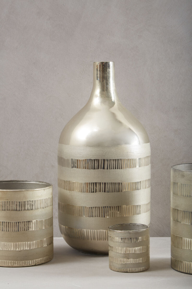 Glass Vase in Silver and Copper