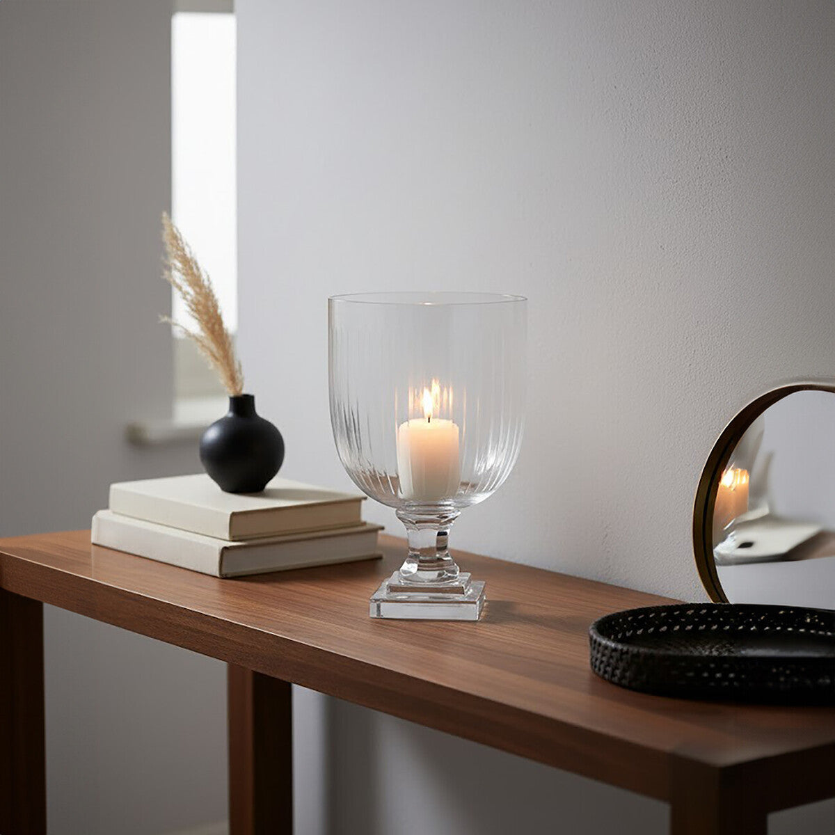 Small Glass Hurricane Candle Holder