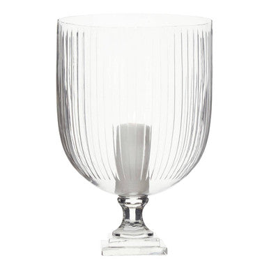 Glass Hurricane Candle Holder on Square Plinth