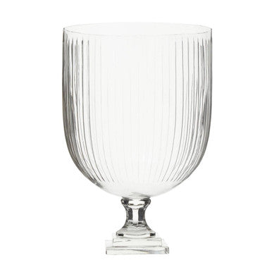 Glass Hurricane Candle Holder on Square Plinth