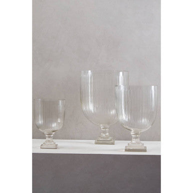 Glass Hurricane Candle Holder on Square Plinth