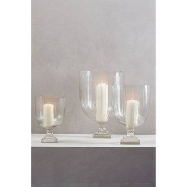 Glass Hurricane Candle Holder on Square Plinth