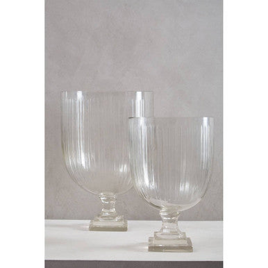 Glass Hurricane Candle Holder on Square Plinth