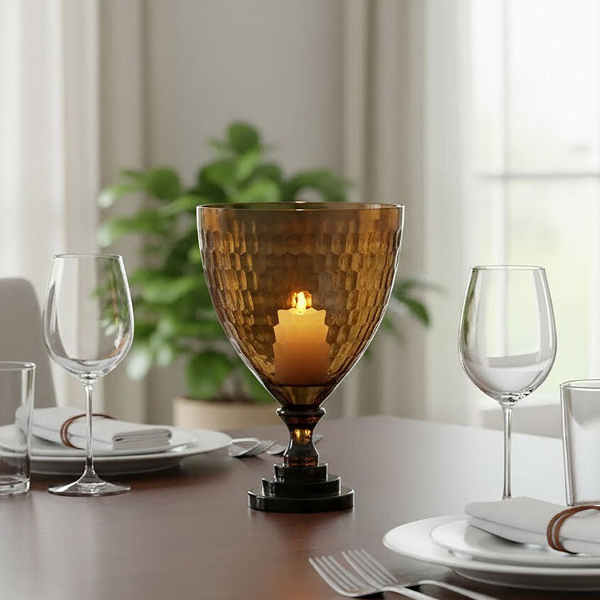 Small Honeycomb Glass Candle Holder