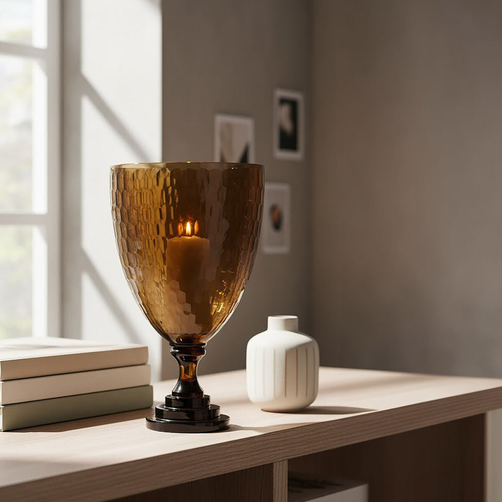 Medium Honeycomb Glass Candle Holder