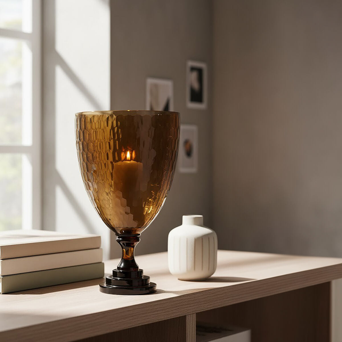 Medium Honeycomb Glass Candle Holder