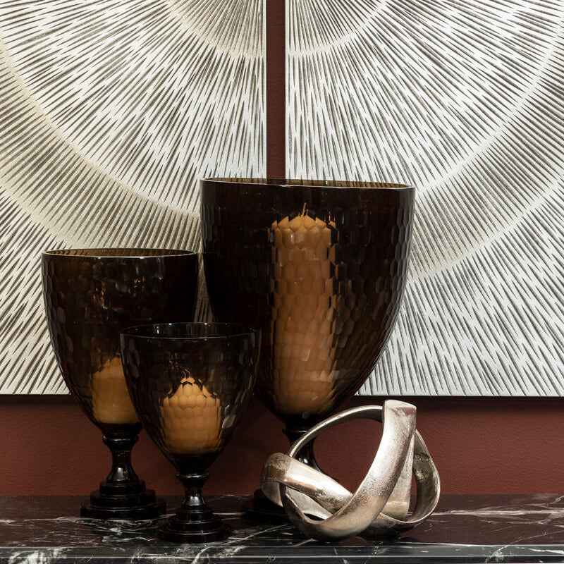 Large Honeycomb Glass Candle Holder