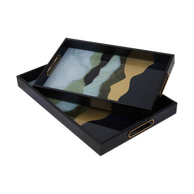 Set of Two Assorted Colour Rectangular Trays