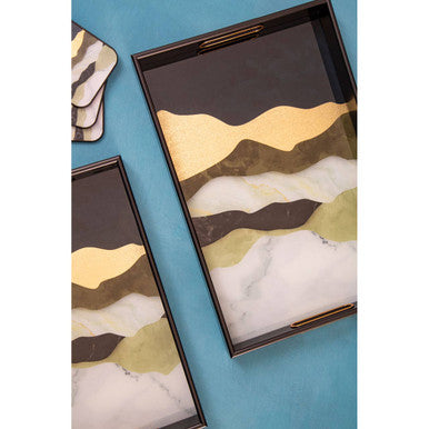 Set of Two Assorted Colour Rectangular Trays