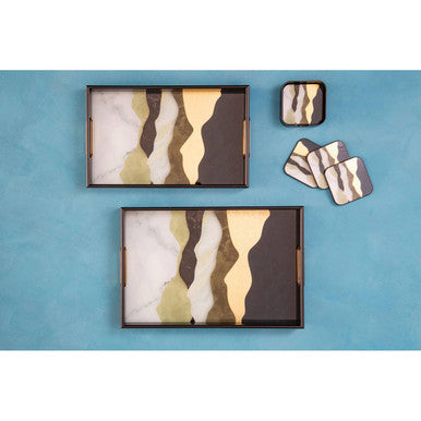 Set of Two Assorted Colour Rectangular Trays
