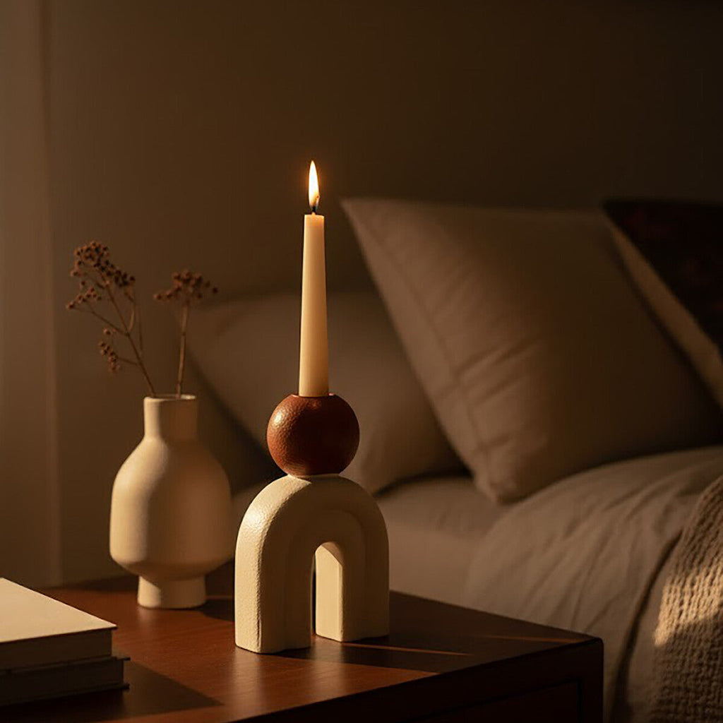 Candle Holder with Cream Base