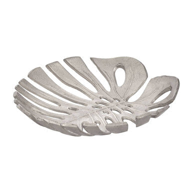 Monstera Small Silver Finish Leaf Dish