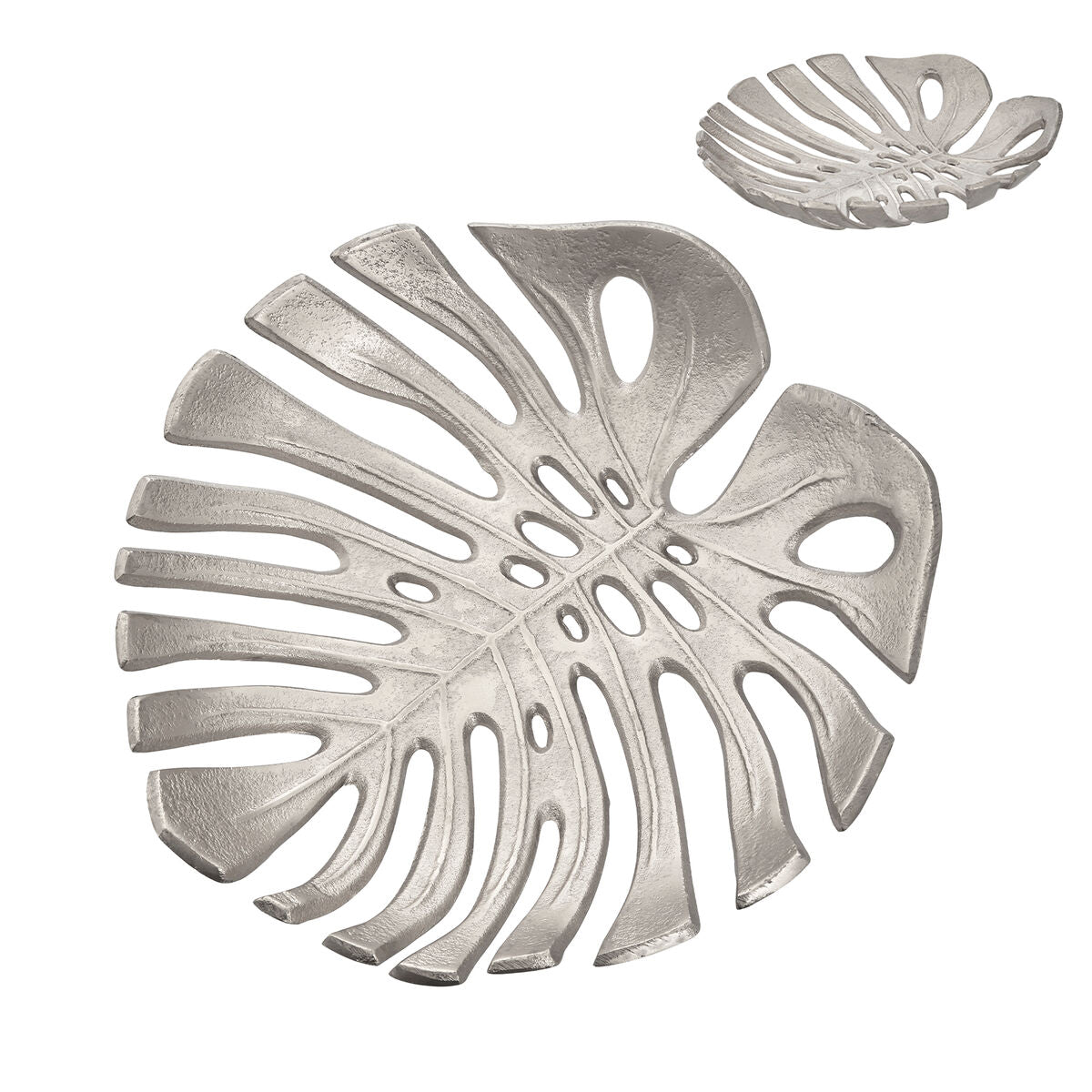 Monstera Small Silver Finish Leaf Dish