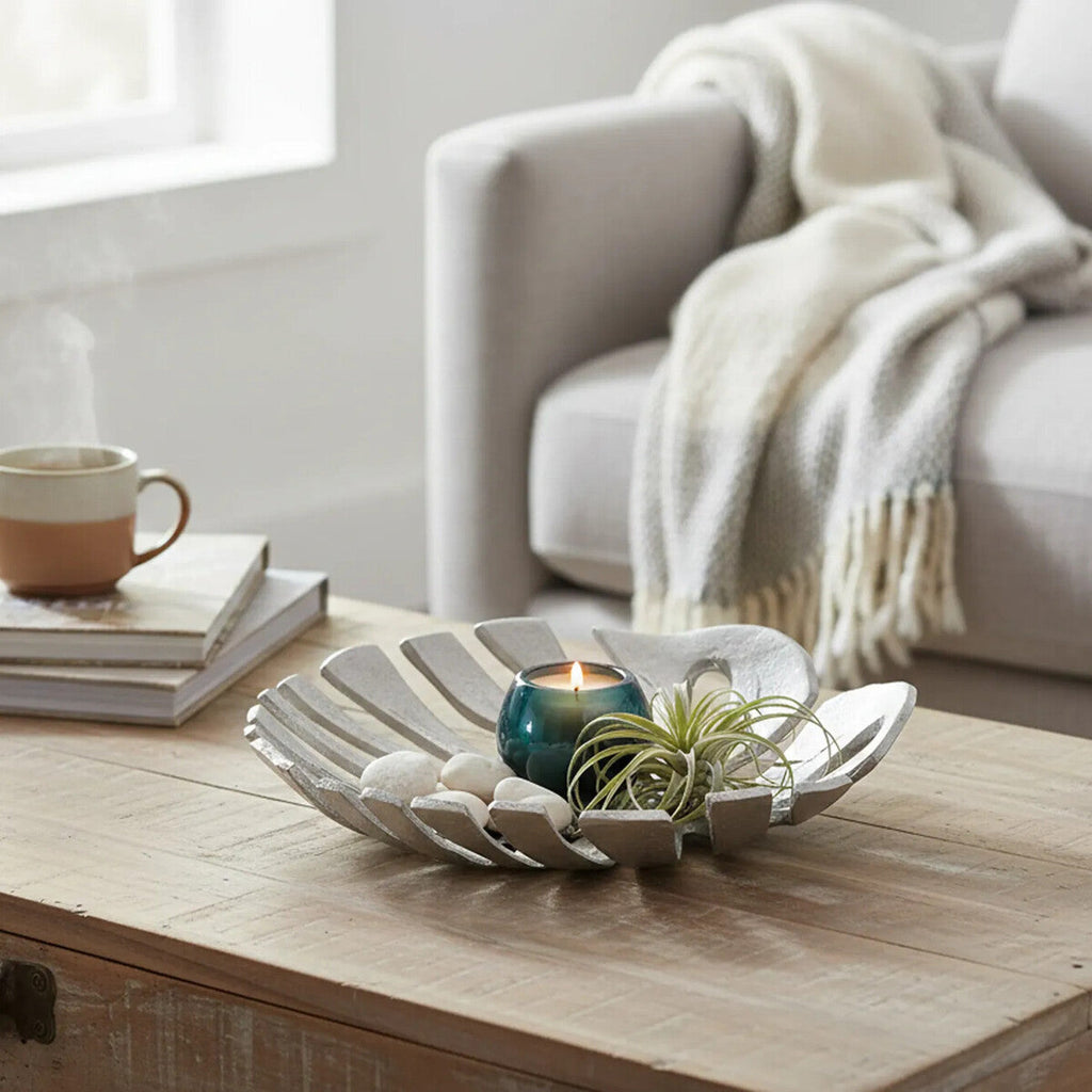 Monstera Small Silver Finish Leaf Dish