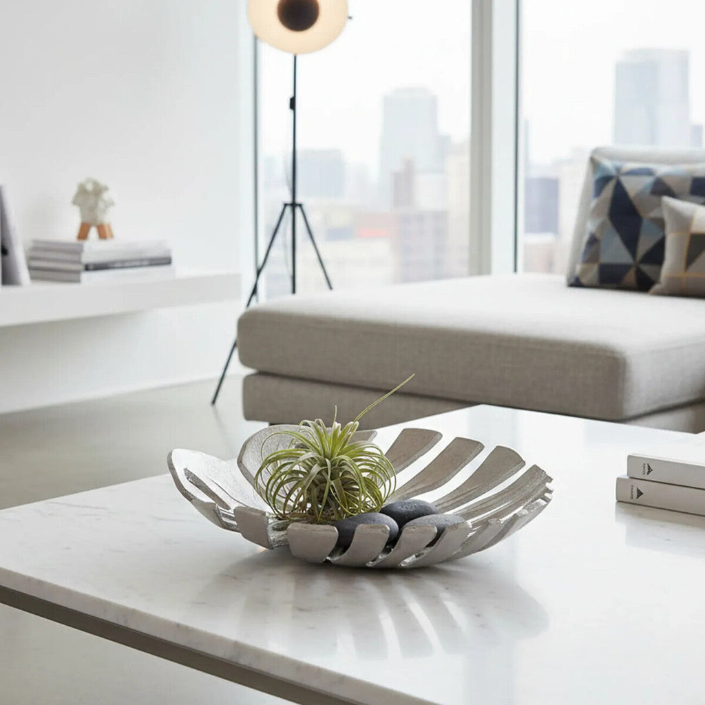 Monstera Small Silver Finish Leaf Dish