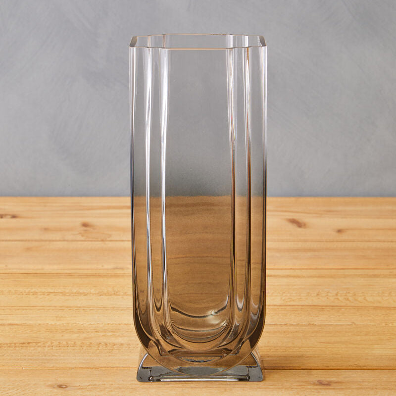 Large Grey Ombre Glass Vase