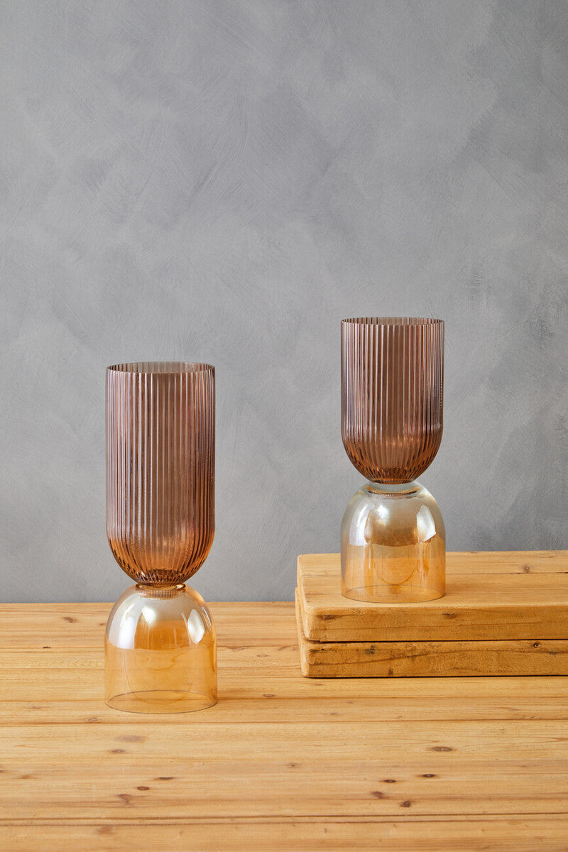 Large Amber and Brown Glass Vase