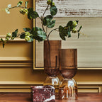 Large Amber and Brown Glass Vase