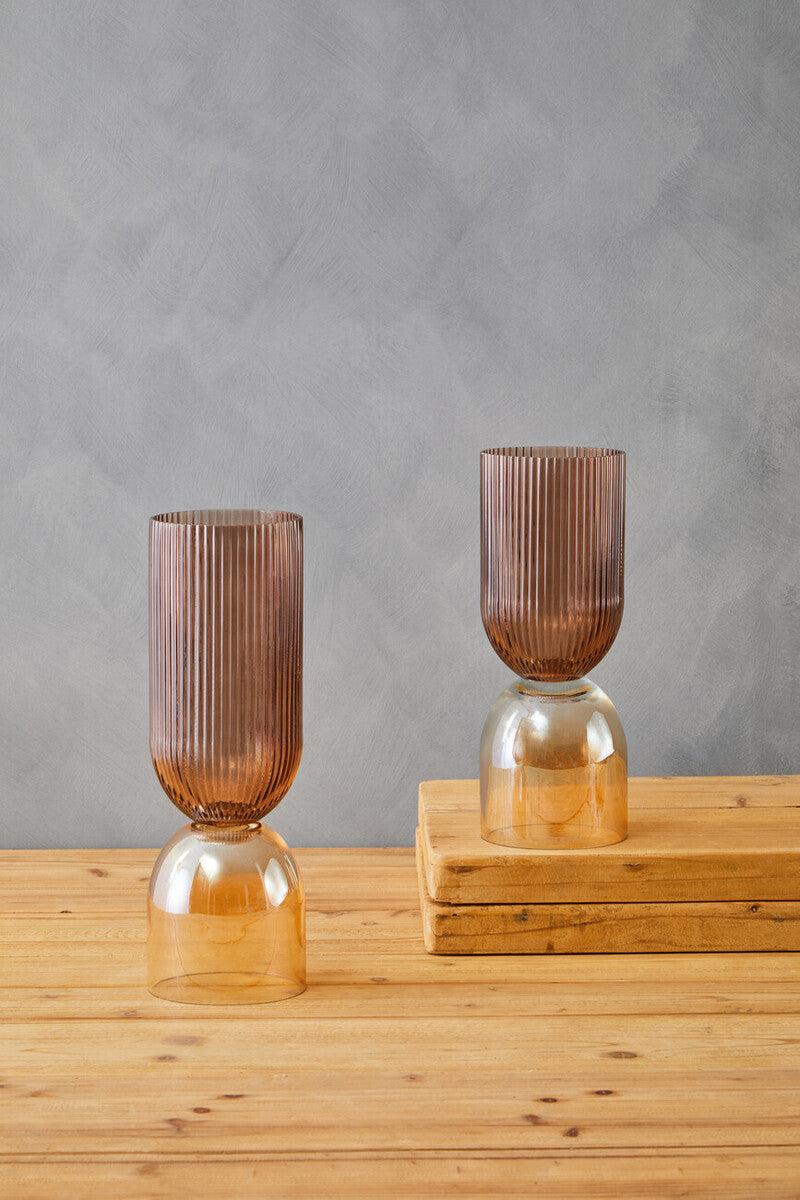 Small Amber and Brown Glass Vase
