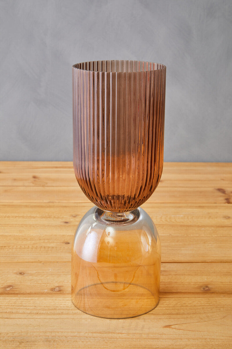 Small Amber and Brown Glass Vase