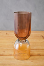 Small Amber and Brown Glass Vase