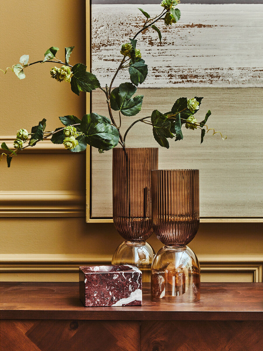 Small Amber and Brown Glass Vase