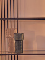 Small Ribbed Blue Glass Vase