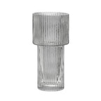 Large Ribbed Grey Glass Vase